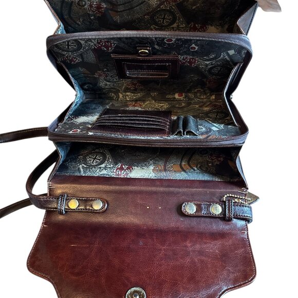 Vintage 1980’s Belle Rose Leather Handbag Very Good Condition Brown/Tan Spacious - Picture 9 of 15